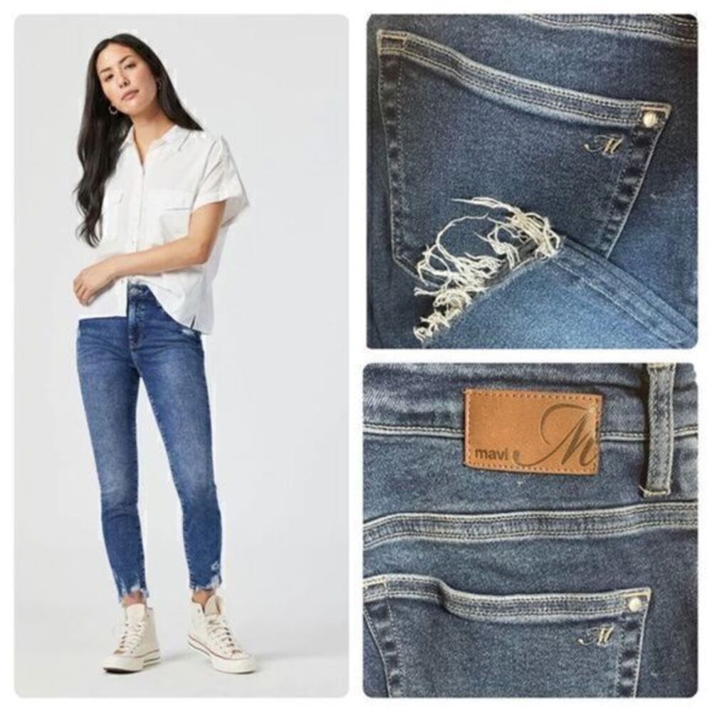 MAVI TESS SKINNY DISTRESSED/ DESTROYED HEM NWOT HIGH WASTED SKINNY JEANS 28/27